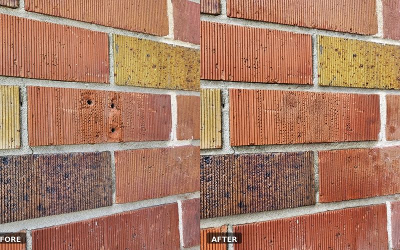 Before and after brick repair — damaged brick face vs repaired matching brickwork