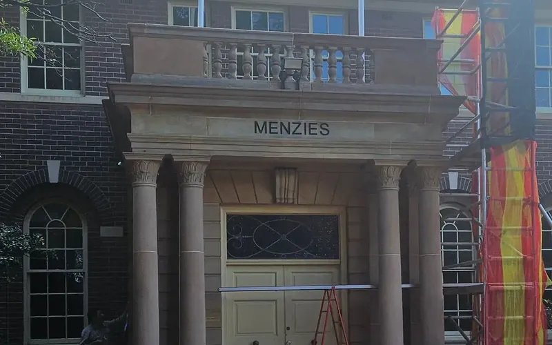 Restored heritage portico and façade detail