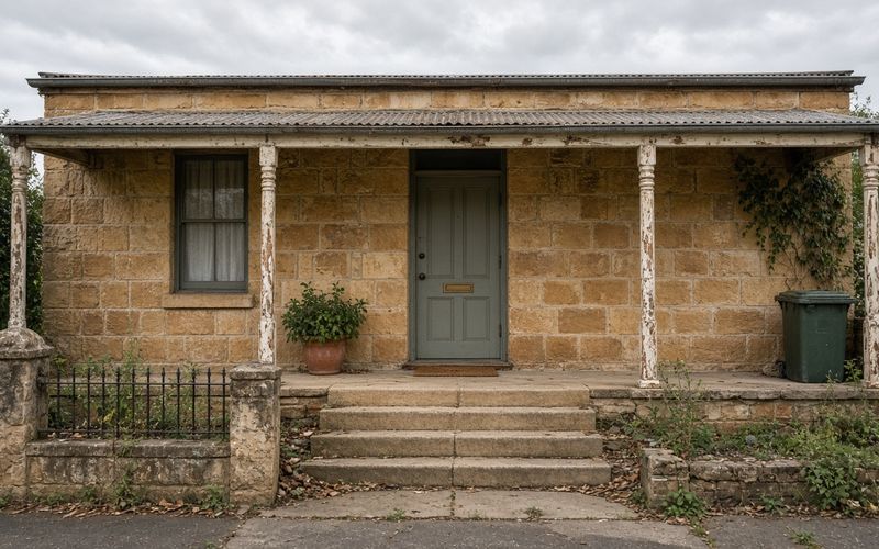 Inner-west Sydney sandstone cottage with honed sandstone front steps